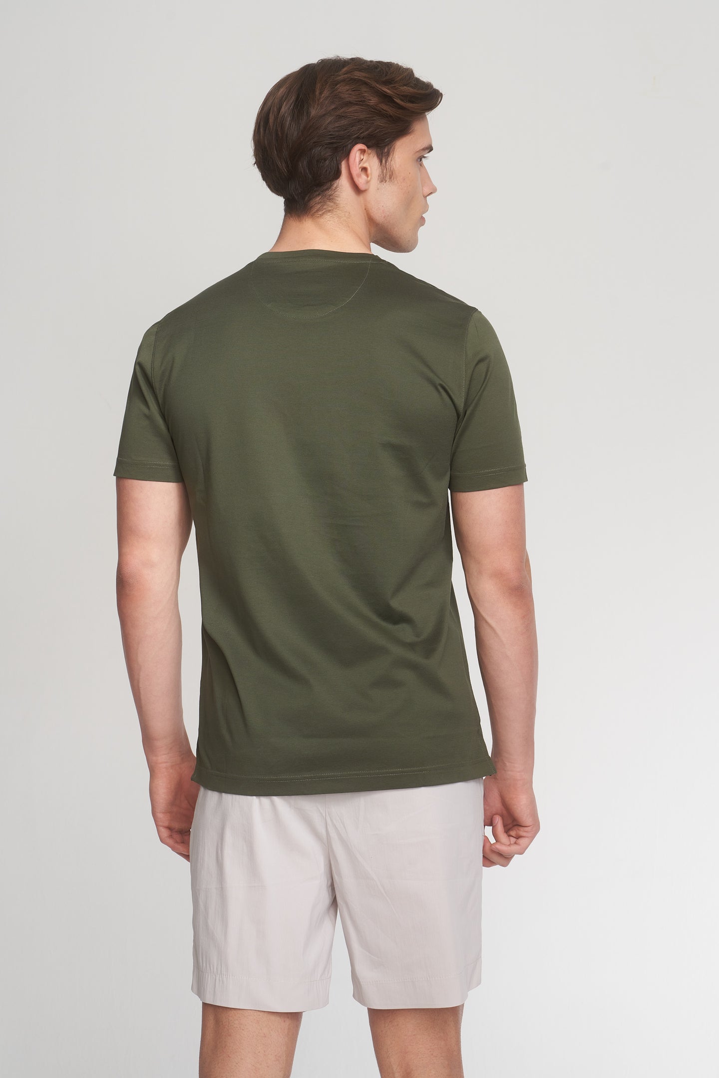 Khaki Mercerized Cotton Graphic T-Shirt